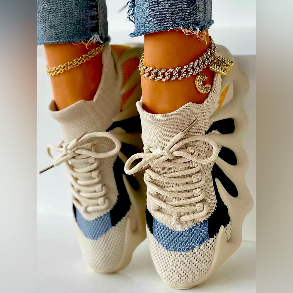Lace Up Breathable Knit Sneakers